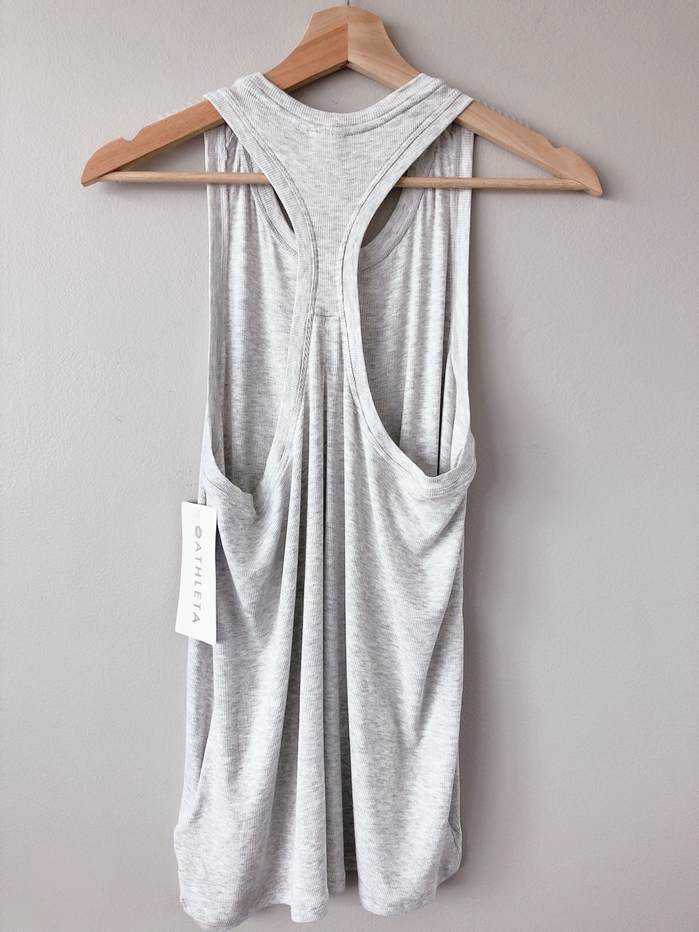 Athleta Heathered Light Gray Racerback Tank Top lightweight athleisure shirt - Picture 3 of 11